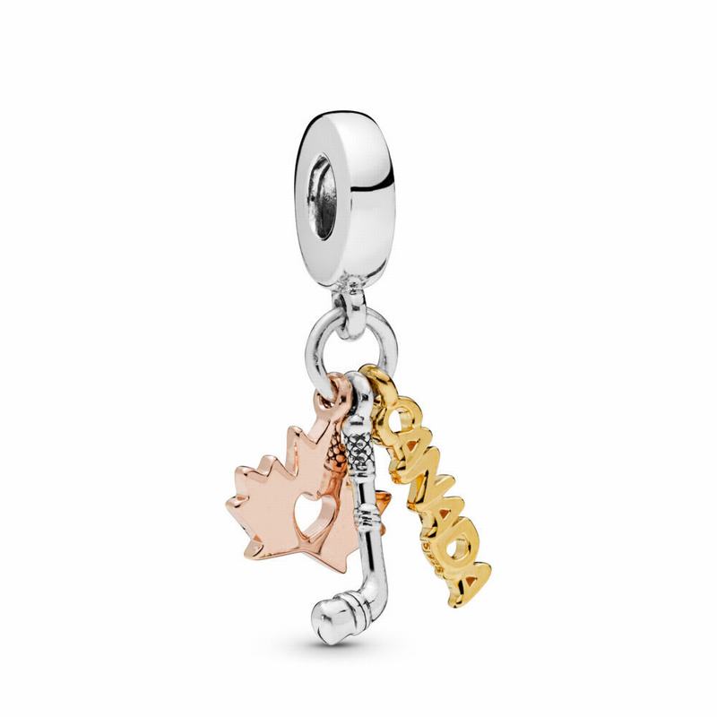 Pandora Rose™ Canada Dangle Charm - Sterling Silver/Pandora Rose And Pandora Shine - Canada | ZD2368